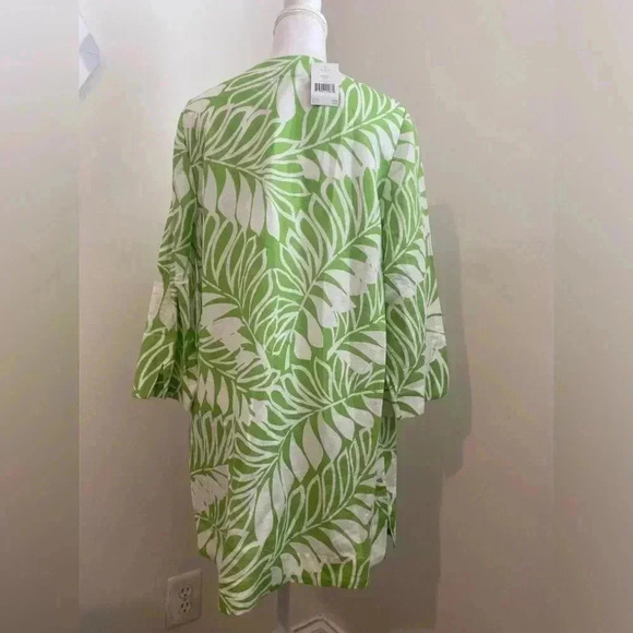 Kate Spade New York NWT Woman’s Chantal Green White Linen Blend Tunic Size XL - Picture 3 of 7